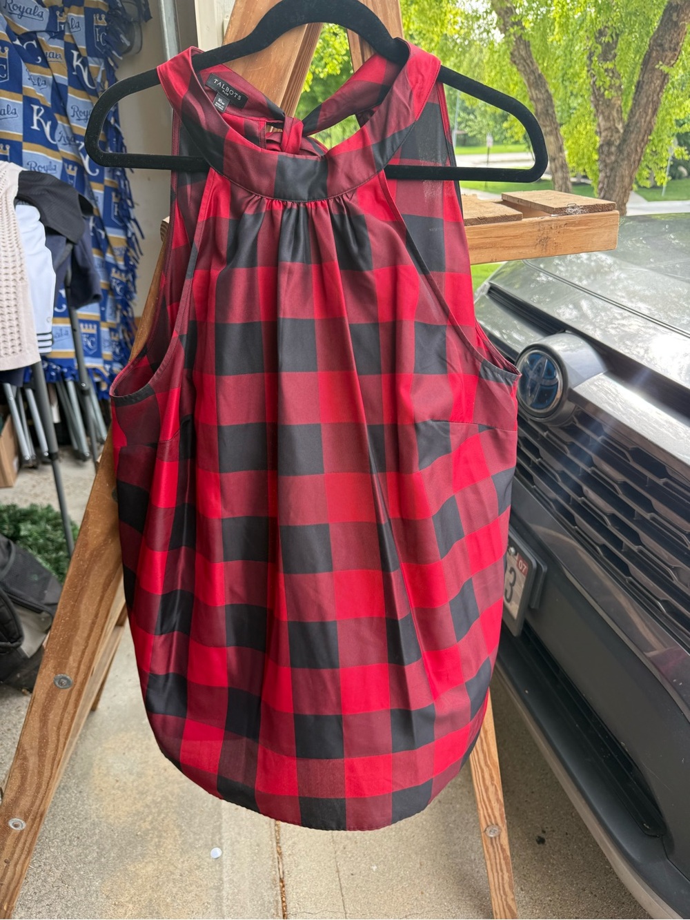 Talbots Red & Black Buffalo Plaid Halter Top